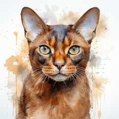 Watercolor Burmese cat, clipart Illustration, Generative Ai