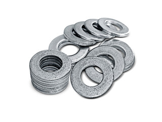 Used old washers and spring washers with, transparent background