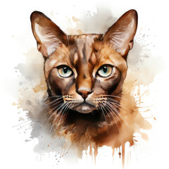 Watercolor Burmese cat, clipart Illustration, Generative Ai