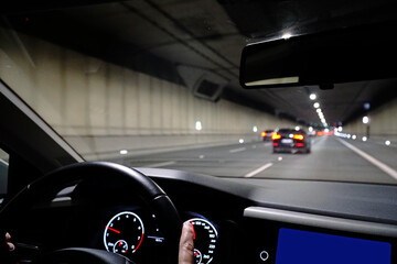 Driving a car in tunnel