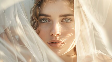 Ethereal Veiled Woman Portrait