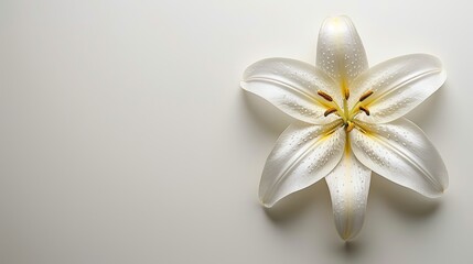 Funeral lily on white background with abundant space ideal for adding text for a meaningful message