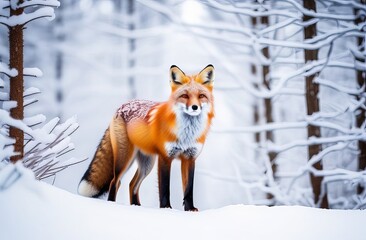 Fototapeta premium red fox in snow