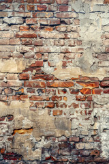 Fototapeta premium Vertical Background of old vintage brick wall.