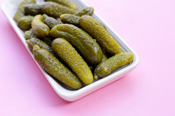 Tasty pickled cucumbers. Fermented vegetables