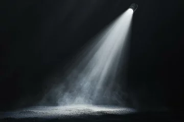 Foto op Canvas Spotlights illuminate the stage in a dark room with smoke and fog © Forest
