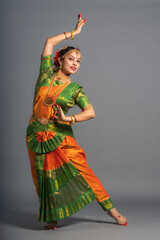 Indian woman dancing Classic Indian Dance "Bharatnatyam"