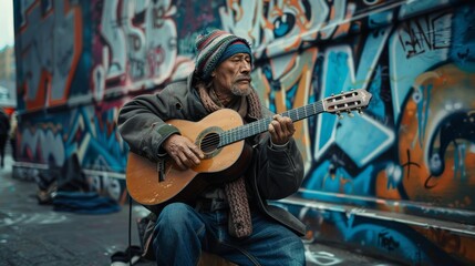 Obraz premium Street Musician's Urban Soul