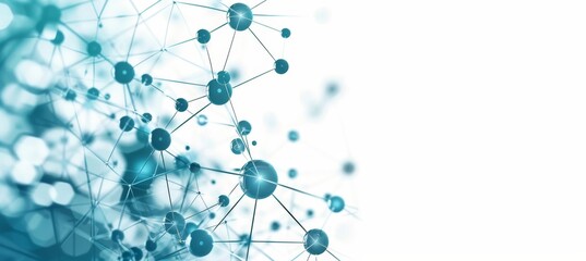 Blue and green abstract background with cyber nano info, communication, ai network connection.