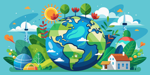 world globe planet earth background banner sustainable environment ecology nature regeneration eco friendly green energy care for nature esg concept
