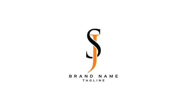 SJ, JS, Abstract initial monogram letter alphabet logo design