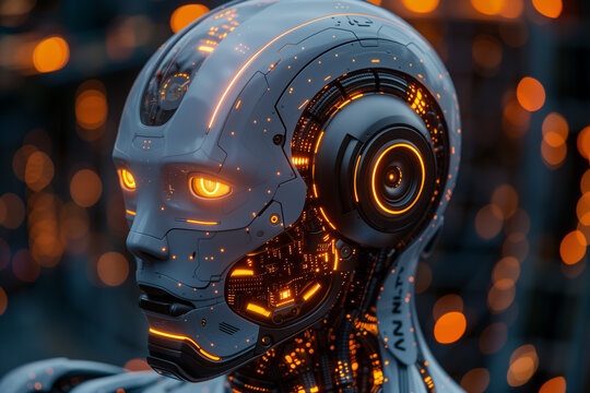 Modern robot portrait artificial intelligence concept