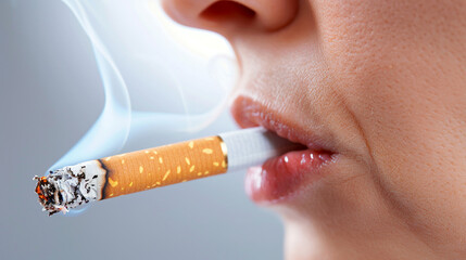 Close up image of a woman smoking a cigarette сreated with Generative Ai