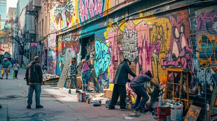 Naklejka premium Graffiti Artists in Action