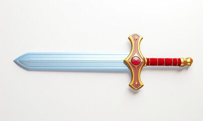 toy sword isolated on white, top view. Generative Ai.
