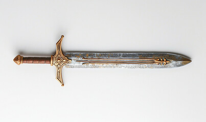 toy sword isolated on white, top view. Generative Ai.