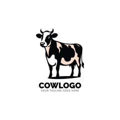 Black and white cow logo with typography