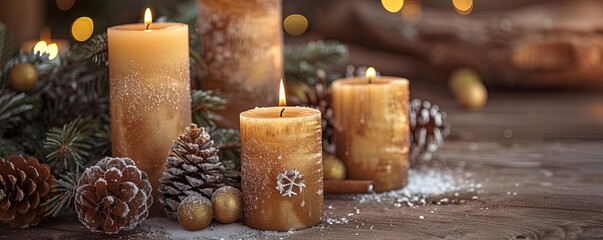 Christmas interior celebrate candle decoration fir twig