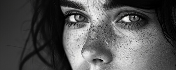 close up portrait in black and white