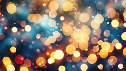 Blurry image of blue and orange background with many small circles
