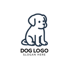 Cute dog logo with simple line work