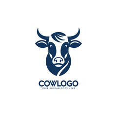 Stylized cow head logo in blue shades