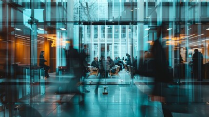 Blurred Office Life Through Glass