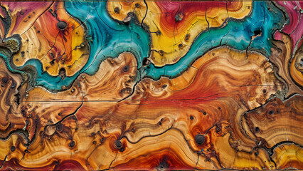 Naklejka premium colourful rainbow wood pattern, colourful wood, natural texture, wallpaper, concept, creative inspiration, background, beautiful nature, vibrant texture