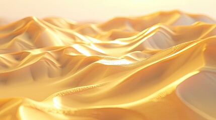 "Golden sand dunes with soft light and shadows. Serene desert landscape for relaxation wallpaper or tranquil background design."
