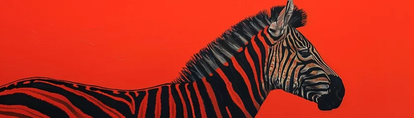 Zelfklevend Fotobehang Black and red zebra side view © Anatthaphon