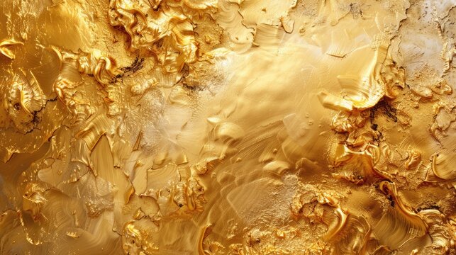 "Textured gold leaf finish on abstract background. Fine art for luxury wallpaper and print design"