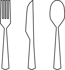 Cutlery icon. Spoon, forks, knife. Menu symbol. Restaurant icon. Food, plate, fork, knife, spoon, cutlery icon set. Vector illustration