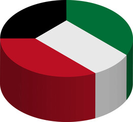 Kuwait flag - 3D isometric circle isolated on white background. Vector object.