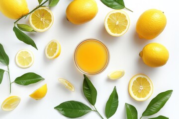 lemon fruit juice isolated on white background