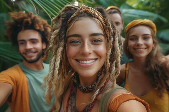 A group of people with dreadlocks are smiling for a photo