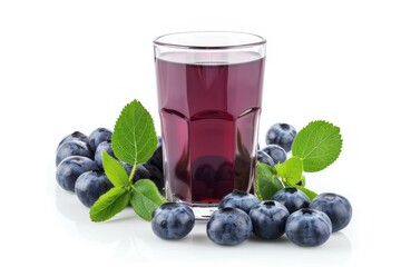Blueberry fruit juice isolated on white background