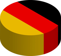 Germany flag - 3D isometric circle isolated on white background. Vector object.