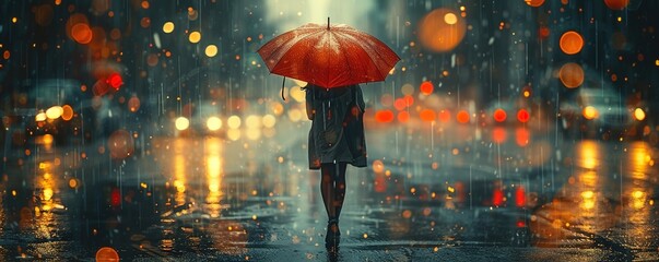 A woman with umbrella walking on the street