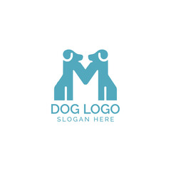 Simple twin dogs silhouette logo design