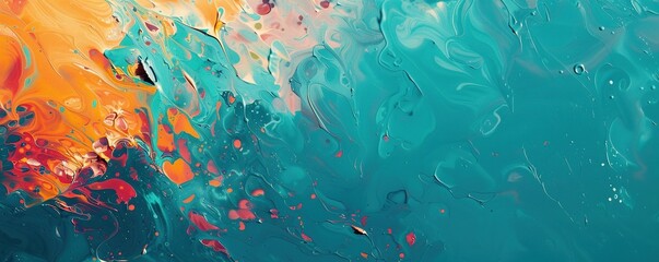 Bright color artwork on turquoise surface - obrazy, fototapety, plakaty