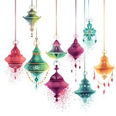Obraz premium Colorful Paper lanterns hanging in the breeze