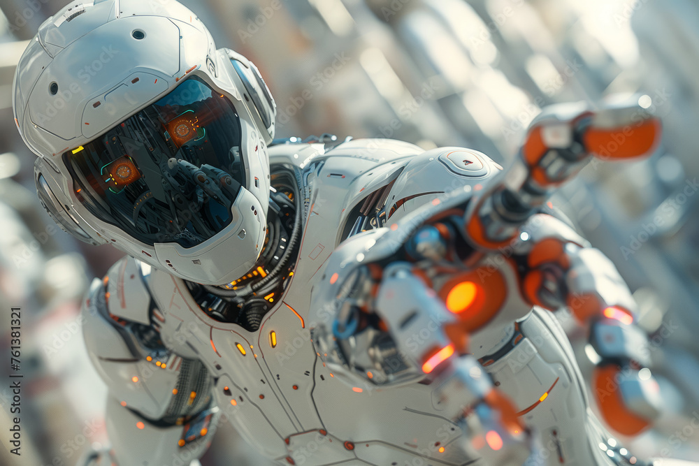 Poster a futuristic ai-powered robot performing complex tasks with precision and efficiency. concept of rob