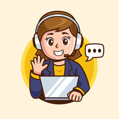 Female Customer Service Support Cartoon Character