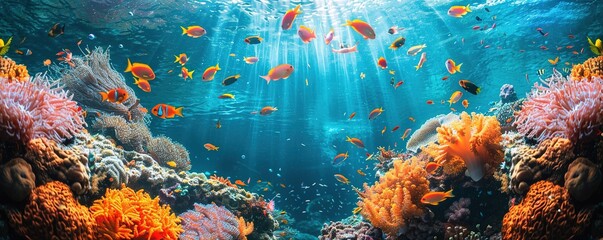 Fototapeta na wymiar Healthy coral reef underwater fish