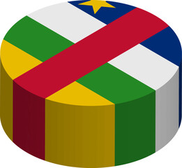Central African Republic flag - 3D isometric circle isolated on white background. Vector object.