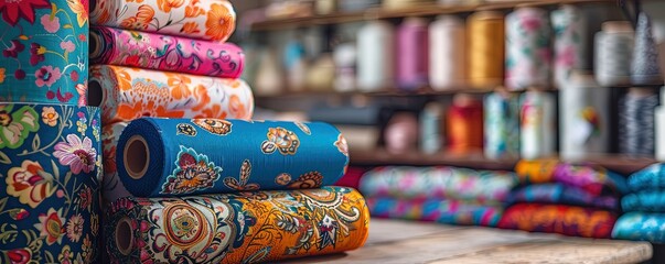 Fototapeta na wymiar Sewing pattern. Dressmaker workroom. Pincushion. Textile industry