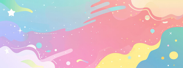 A colorful background with stars and a rainbow