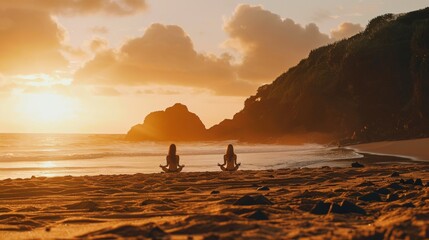 Fototapeta premium Sunrise Yoga on the Beach