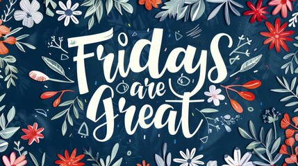 Obraz premium Fridays are great - lettering calligraphy on abstract background with floral elements.