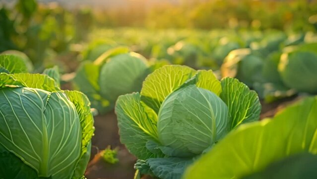 Fresh cabbage patch in the garden